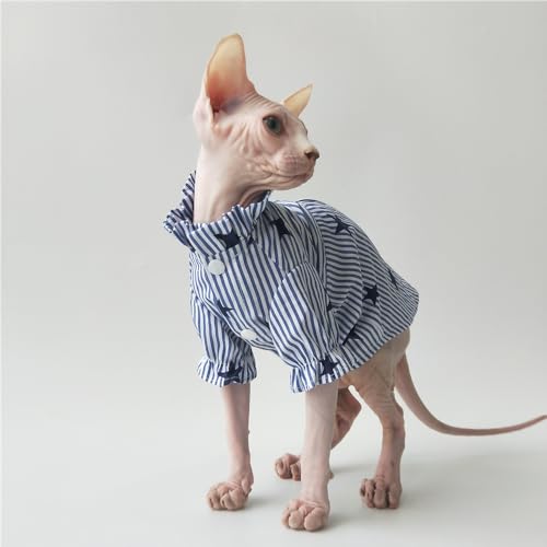 HONGSUO Sphynx-Katzenkleidung Devon Frühling Und Sommer Dünnes Baumwollhemd Paarhemd Bequem Und Atmungsaktiv,Blusen,L von HONGSUO