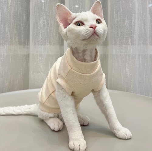 HONGSUO Sphynx-Katzenkleidung Devon Haarlose Katze Thermoweste Aus Reiner Baumwolle Ärmellos Hypoallergen,Gelb,XXXL von HONGSUO