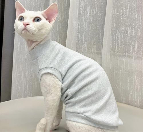 HONGSUO Sphynx-Katzenkleidung Devon Haarlose Katze Thermoweste Aus Reiner Baumwolle Ärmellos Hypoallergen,grau,L von HONGSUO