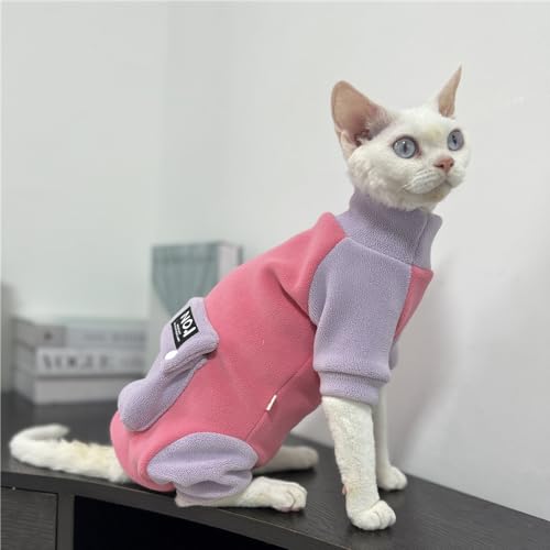 HONGSUO Sphynx-Katzenkleidung Devon Hairless Cat Winter 4-Bein-Kleidung, Verdickt Und Warm,Rosa,XL von HONGSUO