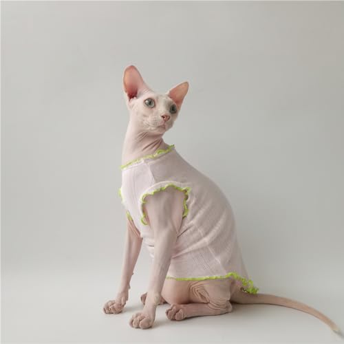 HONGSUO Sphynx-Katzenkleidung Devon Sommer-Weste Aus Reiner Baumwolle, Dünn, Bequem Und Ausziehbar, 3 Farben,Rosa,S von HONGSUO