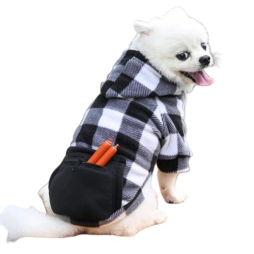 HONGYEMY Hundekleidung 5XL Hundekleidung Karierte Mantel Haustier Hoodie Taschenpocke Für Kleine Hunde Kleidung Französisch Bulldoggen Haustier Kleidung Goldener Retriever-schwarz-4xl von HONGYEMY