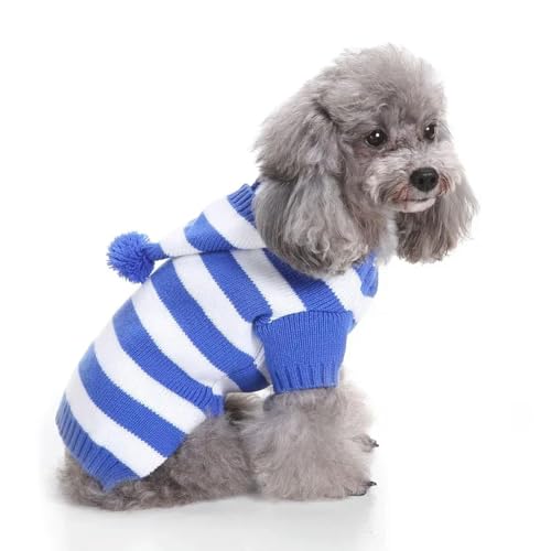 HONGYEMY Hundekleidung Haustierkleidung Schwerer Pullover Hund Kleidung Teddy Kleidung Hund Herbst Und Winterkleidung-myd71 Blue Kapuze-l von HONGYEMY