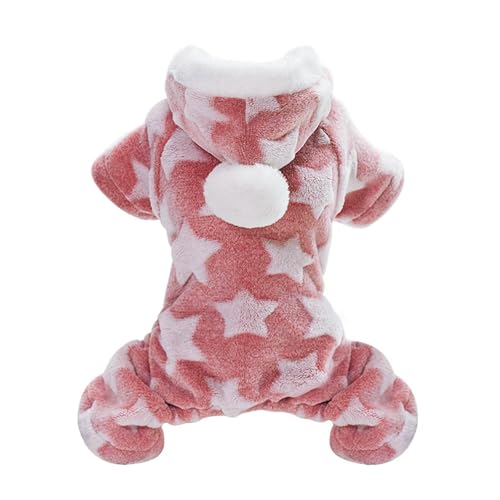 HONGYEMY Hundekleidung Süße Hundekleidung Jumpsuit Warmer Winter Welpe Katzenmantel Kostüm Haustier Kleidung Outfit Kleine Mittelgroße Hunde Katzen-rosa-XL von HONGYEMY