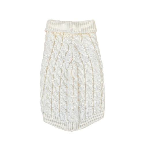 HONGYEMY Hundekleidung Welpenhund -Pullover Gestrickt Haustier Kleidung Kleine Mittelhunden Winter Warmer Haustier Rollkragenpullover Chihuahua Weicher Pullovermantel-weiß-l (4-5 Kg) von HONGYEMY