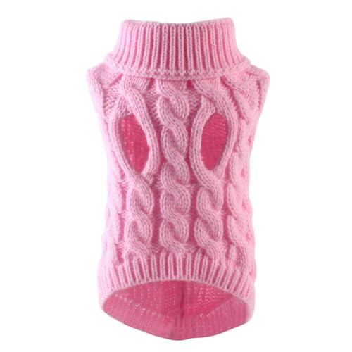 HONGYEMY Hundekleidung Welpenhundpullover Kleine Mittelgroße Hunde Katzen Kleidung Winter Warmer Haustier Rollkragenpullover Chihuahua Weste Weicher Yorkie Mantel-Hellrosa-m von HONGYEMY