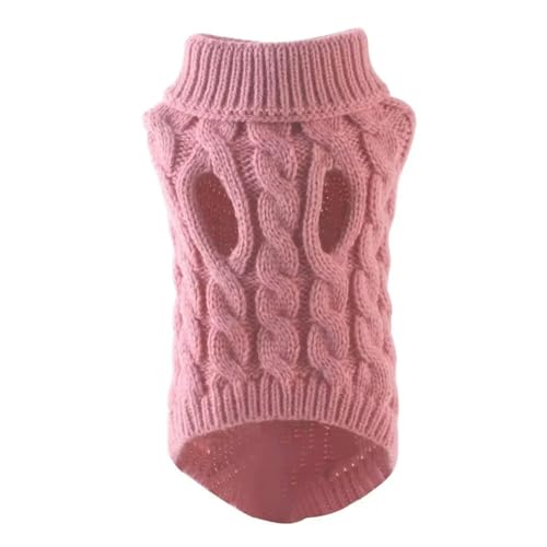 HONGYEMY Hundekleidung Welpenhundpullover Kleine Mittelgroße Hunde Katzen Kleidung Winter Warmer Haustier Rollkragenpullover Chihuahua Weste Weicher Yorkie Mantel-dunkelrosa 2-XL von HONGYEMY