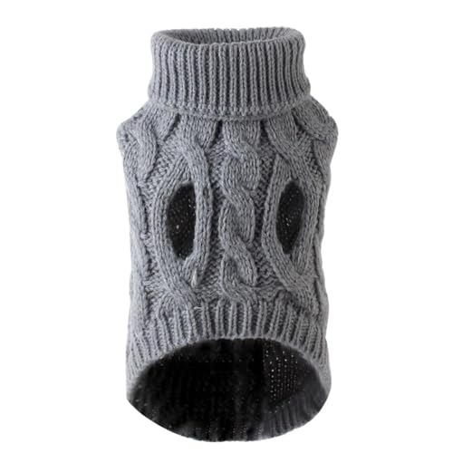 HONGYEMY Hundekleidung Welpenhundpullover Kleine Mittelgroße Hunde Katzen Kleidung Winter Warmer Haustier Rollkragenpullover Chihuahua Weste Weicher Yorkie Mantel-grau-XL von HONGYEMY