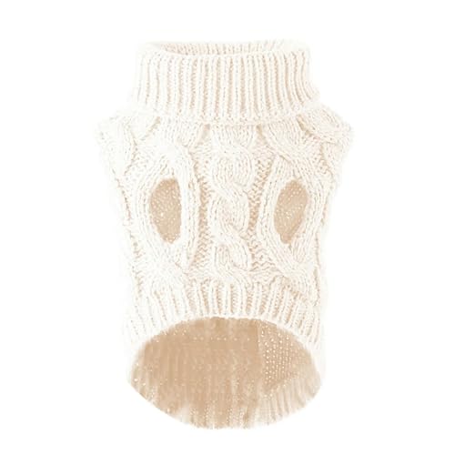 HONGYEMY Hundekleidung Welpenhundpullover Kleine Mittelgroße Hunde Katzen Kleidung Winter Warmer Haustier Rollkragenpullover Chihuahua Weste Weicher Yorkie Mantel-weiß-l von HONGYEMY