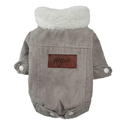 HONGYEMY Hundekleidung Winter Warme Hunde Kleidung Kleine Mittelgroße Hunde Katzen Welpen Kätzchen Jacke Mantel Schnauzer Yorkshire Haustier Kostüm-grau-l von HONGYEMY