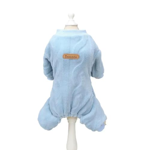 HONGYEMY Hundekleidung Winter Warmer Hund Jumpsuit Für Kleine Mittlere Welpen Katze Pyjamas Mantel Chihuahua Kleidung Französisch Bulldog Kostüm-blau-l von HONGYEMY