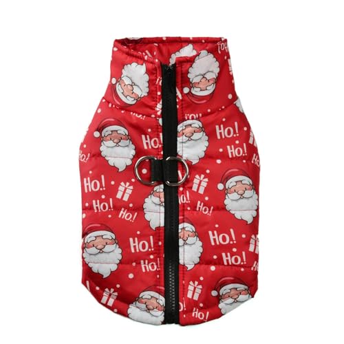 HONGYEMY Hundekleidung Winterhunde Kleidung Weihnachten Neujahr Kleine Hunde Weste Katzen Mantel Kostüm Weihnachtsmann Print Party Outfit Haustier-Farbe 1-XL von HONGYEMY