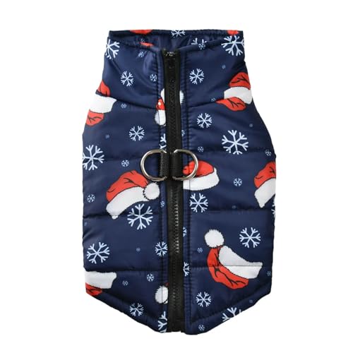 HONGYEMY Hundekleidung Winterhunde Kleidung Weihnachten Neujahr Kleine Hunde Weste Katzen Mantel Kostüm Weihnachtsmann Print Party Outfit Haustier-Farbe 5-2xl von HONGYEMY