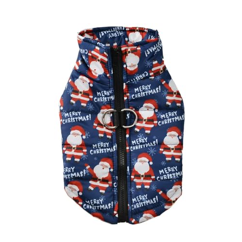 HONGYEMY Hundekleidung Winterhunde Kleidung Weihnachten Neujahr Kleine Hunde Weste Katzen Mantel Kostüm Weihnachtsmann Print Party Outfit Haustier-Farbe 6-2xl von HONGYEMY