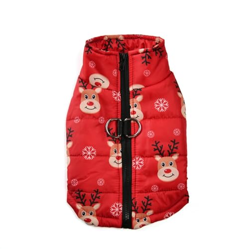 HONGYEMY Hundekleidung Winterhunde Kleidung Weihnachten Neujahr Kleine Hunde Weste Katzen Mantel Kostüm Weihnachtsmann Print Party Outfit Haustier-Farbe 7-2xl von HONGYEMY