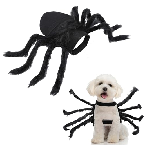 HONMOK Spinnen Kostüm Hund Spinne Hundekostüm Spinnenkostüm Haustier Spinnekostüm Katze Gruselige Spider Kostüm Halloween Horror Cosplay Zubehör für Hund Katze Haustier Fasching Karneval (M Size) von HONMOK