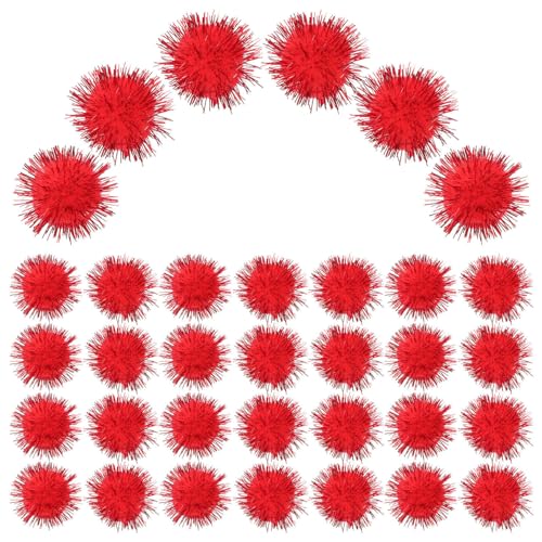 HOODANCOS Glitzer-Pompons 50 Stück 2 5 cm Verschiedene Pompons Katzenbälle Spielzeug Flauschige Pompons Funkelnde Lametta-Bälle Katzen Lieblingsspielzeug Für DIY Kreatives Basteln von HOODANCOS