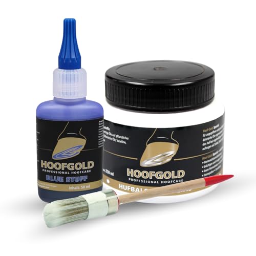 HOOFGOLD Strahlfäule Hilfekombi Set 1 - Hufbalsam Spezial 250 ml & Bluestuff 50 ml - effektive schnelle Hilfe - Strahlfäule Pferd von HOOFGOLD