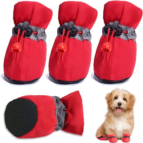 HOOLAVA Hundestiefel, atmungsaktiv, Pfotenschutz mit reflektierenden Riemen, rutschfeste Hundeschuhe für kleine, mittelgroße und große Hunde und Welpen, 4 Stück (Größe 6: 6 x 5 cm) von HOOLAVA