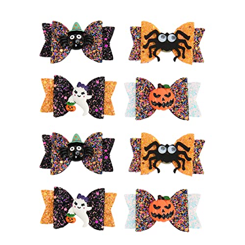 HOOLEEY Halloween-Haarschleifen für Haustiere, niedlicher, exquisiter Hundehaar-Haarknoten mit Gummiband für die Welpenpflege, 8 Stück von HOOLEEY