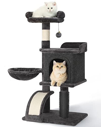 HOOPET Kleiner Katzenbaum 92.9 cm Mehrstöckiger Katzenbaum, Katzenturm für Indoor-Katzen, Katzenhaus mit Sisal-Kratzbaum, Hängematte, Plüsch-Sitzstange, Katzenmöbel Aktivitätszentrum für Katzen, von HOOPET