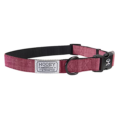 Hooey Mercantile Hundehalsband, strapazierfähiges 2-lagiges Polyester-Gurtband und Stoffgesicht, Hundehalsband, Burgunderrot/Schwarz, Größe L von HOOey