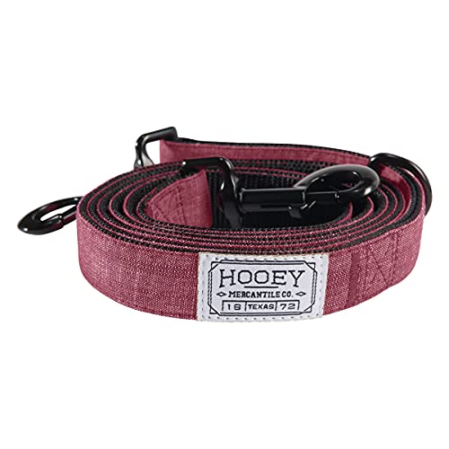 HOOEY Mercantile Hundeleine, strapazierfähiges 2-lagiges Polyester-Gurtband und Stoffgesicht, Burgunderrot/Schwarz, 1,8 m von HOOey