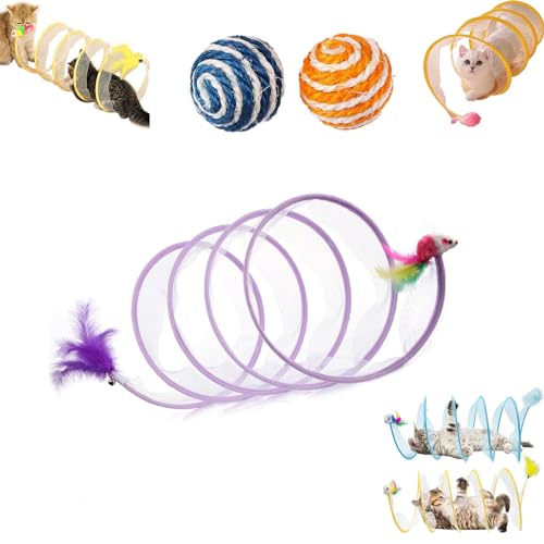 Brylec Coil Cat Toy, Brylec Cat Coil, Cattycoil Cat Tunnel Toy, Cat Donut Tunnel, Cat Tubes and Tunnels Collapsible, Spiral Cat Toy, Cat Tunnel Toys for Indoor Cats (Purple) von HOPASRISEE