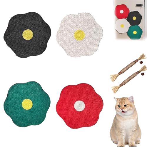 Flower Scratching Pad for Cats on Wall, Cat Scratcher Wall Mounted Scratch Pad, Cuddle Meow Flower Pad,Cat Furniture Protector Cat Scratcher Mat for Wall Floor (4Pcs) von HOPASRISEE