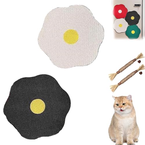 Flower Scratching Pad for Cats on Wall, Cat Scratcher Wall Mounted Scratch Pad, Cuddle Meow Flower Pad,Cat Furniture Protector Cat Scratcher Mat for Wall Floor (Black+White) von HOPASRISEE