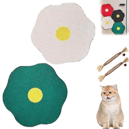 Flower Scratching Pad for Cats on Wall, Cat Scratcher Wall Mounted Scratch Pad, Cuddle Meow Flower Pad,Cat Furniture Protector Cat Scratcher Mat for Wall Floor (Green+White) von HOPASRISEE