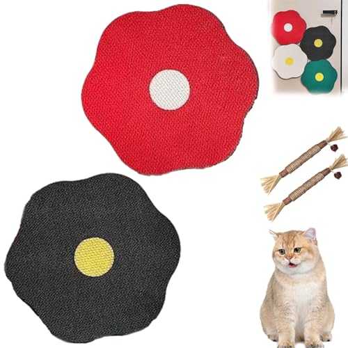 Flower Scratching Pad for Cats on Wall, Cat Scratcher Wall Mounted Scratch Pad, Cuddle Meow Flower Pad,Cat Furniture Protector Cat Scratcher Mat for Wall Floor (Red+Black) von HOPASRISEE