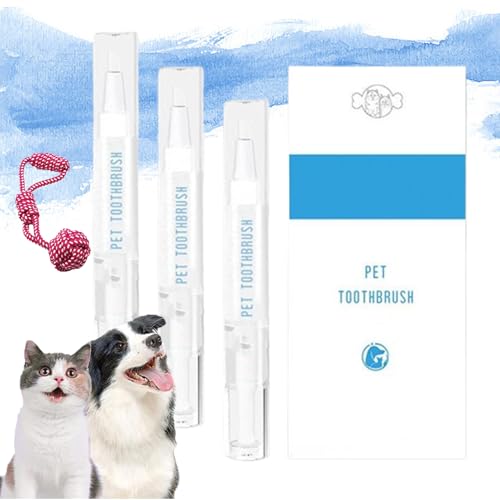 HOPASRISEE Pet Toothbrush Pen, Dog Toothbrush Kit, Cat Toothbrush, Dog Tooth Brush, Dog Teeth Cleaning Kit, Cat Teeth Cleaning, Dogs Cats Natural Plants Tartar Remover Tool (3PC) von HOPASRISEE