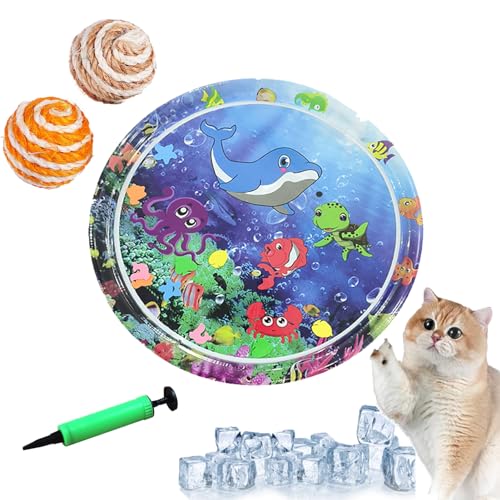 HOPASRISEE Sensorische Wassermatte Für Katzen, Sensorische Wassermatte Katze, Wassersensorische Matte Für Katzen, Water Playmat Katze, Wassermatte Zum Spielen Für Katzen (100CM-A) von HOPASRISEE