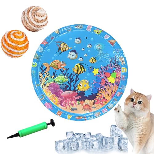 HOPASRISEE Sensorische Wassermatte Für Katzen, Sensorische Wassermatte Katze, Wassersensorische Matte Für Katzen, Water Playmat Katze, Wassermatte Zum Spielen Für Katzen (100CM-B) von HOPASRISEE