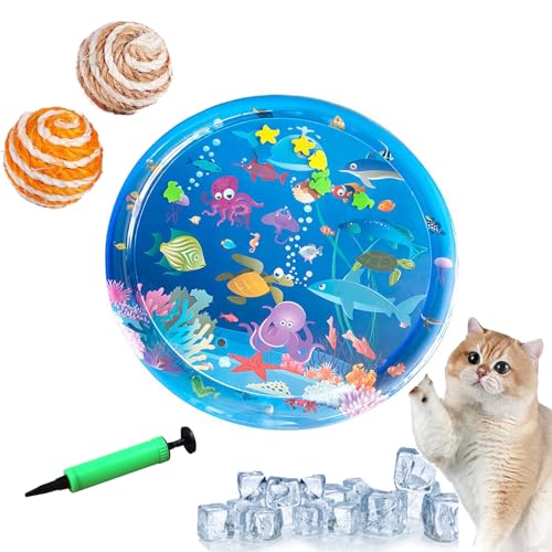 HOPASRISEE Sensorische Wassermatte Für Katzen, Sensorische Wassermatte Katze, Wassersensorische Matte Für Katzen, Water Playmat Katze, Wassermatte Zum Spielen Für Katzen (100CM-D) von HOPASRISEE