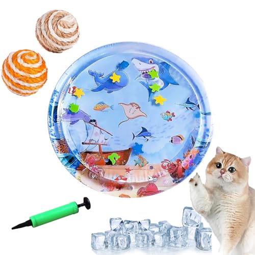 HOPASRISEE Sensorische Wassermatte Für Katzen, Sensorische Wassermatte Katze, Wassersensorische Matte Für Katzen, Water Playmat Katze, Wassermatte Zum Spielen Für Katzen (100CM-E) von HOPASRISEE