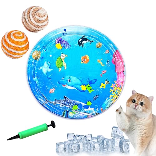 HOPASRISEE Sensorische Wassermatte Für Katzen, Sensorische Wassermatte Katze, Wassersensorische Matte Für Katzen, Water Playmat Katze, Wassermatte Zum Spielen Für Katzen (100CM-F) von HOPASRISEE