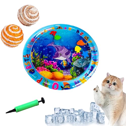 HOPASRISEE Sensorische Wassermatte Für Katzen, Sensorische Wassermatte Katze, Wassersensorische Matte Für Katzen, Water Playmat Katze, Wassermatte Zum Spielen Für Katzen (65CM-B) von HOPASRISEE