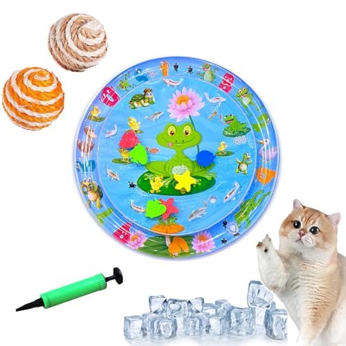 HOPASRISEE Sensorische Wassermatte Für Katzen, Sensorische Wassermatte Katze, Wassersensorische Matte Für Katzen, Water Playmat Katze, Wassermatte Zum Spielen Für Katzen (65CM-C) von HOPASRISEE