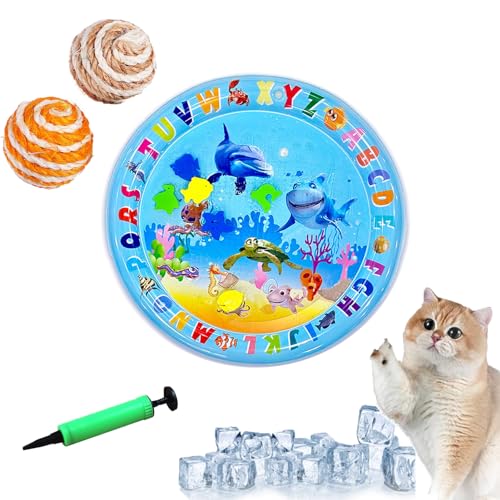 HOPASRISEE Sensorische Wassermatte Für Katzen, Sensorische Wassermatte Katze, Wassersensorische Matte Für Katzen, Water Playmat Katze, Wassermatte Zum Spielen Für Katzen (65CM-D) von HOPASRISEE