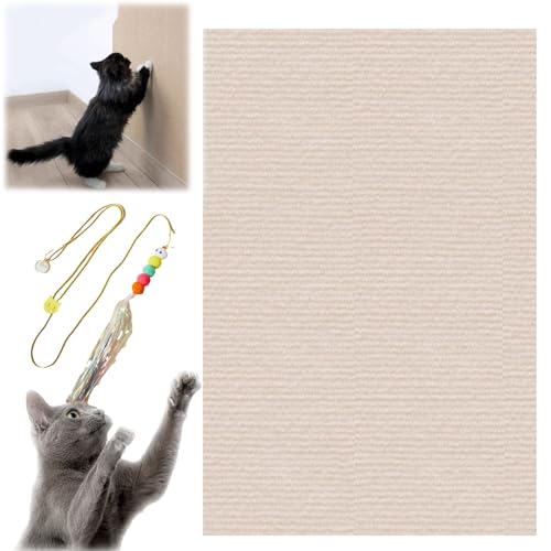 Katzen Kratzmatte Selbstklebend, Kratzmatte Selbstklebend, Cat Scratching Mat, DIY Climbing Cat Scratcher, Trimmable Self-Adhesive Cat Scratching Post (30CM X 100CM,Khaki) von HOPASRISEE