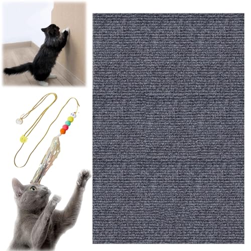 HOPASRISEE Katzen Kratzmatte Selbstklebend, Kratzmatte Selbstklebend, Cat Scratching Mat, DIY Climbing Cat Scratcher, Trimmable Self-Adhesive Cat Scratching Post (40CM X 100CM,Gray) von HOPASRISEE