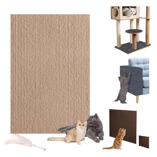 Katzenkratzmatte, kletternder Katzenkratzer, Kratzpads für Hauskatzen, Katzenteppich, Katzenkratzmatte, zuschneidbarer Katzenkratzteppich (Khaki, 11,8 x 23,6 Zoll) von HOPASRISEE