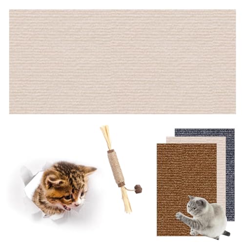 HOPASRISEE Kratzmatte Selbstklebend, Katzen Kratzmatte Selbstklebend, Kratzmatten FüR Katzen, DIY Climbing Cat Scratcher, Kratzpads FüR Katzen, KratzmöGlichkeiten FüR Katzen (11.8 * 40 in,Khaki) von HOPASRISEE