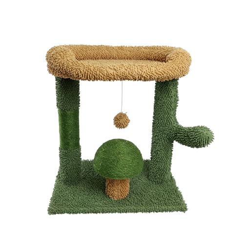 HORDUMIG Kratzbaum mit Bett, Katzenbaum Turm für Indoor Katzen, Natursisal Katzenkratzer, Kleiner Katzenturm mit Spielzeug, Kitty Toys für Indoor Katzen von HORDUMIG