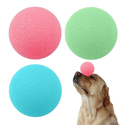 HORREX Hundespielzeug 3 Stück Hundeball Unzerstörbar 4cm Gummi Hundespielzeug Ball Kauspielzeug Elastische Toss Ballspielzeug für Hund Welpen Katzen Interaktives Hundespielzeug für Training von HORREX