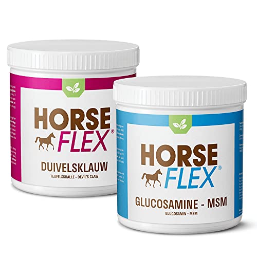 HorseFlex Senior Kombi Deal Glucosamine MSM (5000g) + Teufelskralle (3000g) für Pferde | Zur Unterstützung der Beweglichkeit und den Erhalt von geschmeidigen Gelenken | Gut geeignet für ältere Pferde von HORSE FLEX
