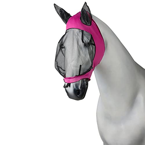 Horze Pferde Fliegenmaske mit Ohren, Stretch Fliegenhaube für Pferd und Pony, Rosa, C von HORZE