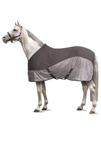 Horze Pferde Polar Fleece-Abschwitzdecke mit Mesh, Grau, 125 von HORZE